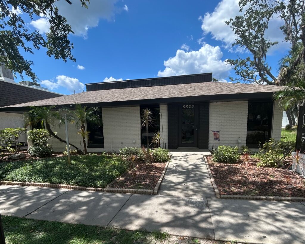 Building view of Dentistry on Main Street on a beautiful day