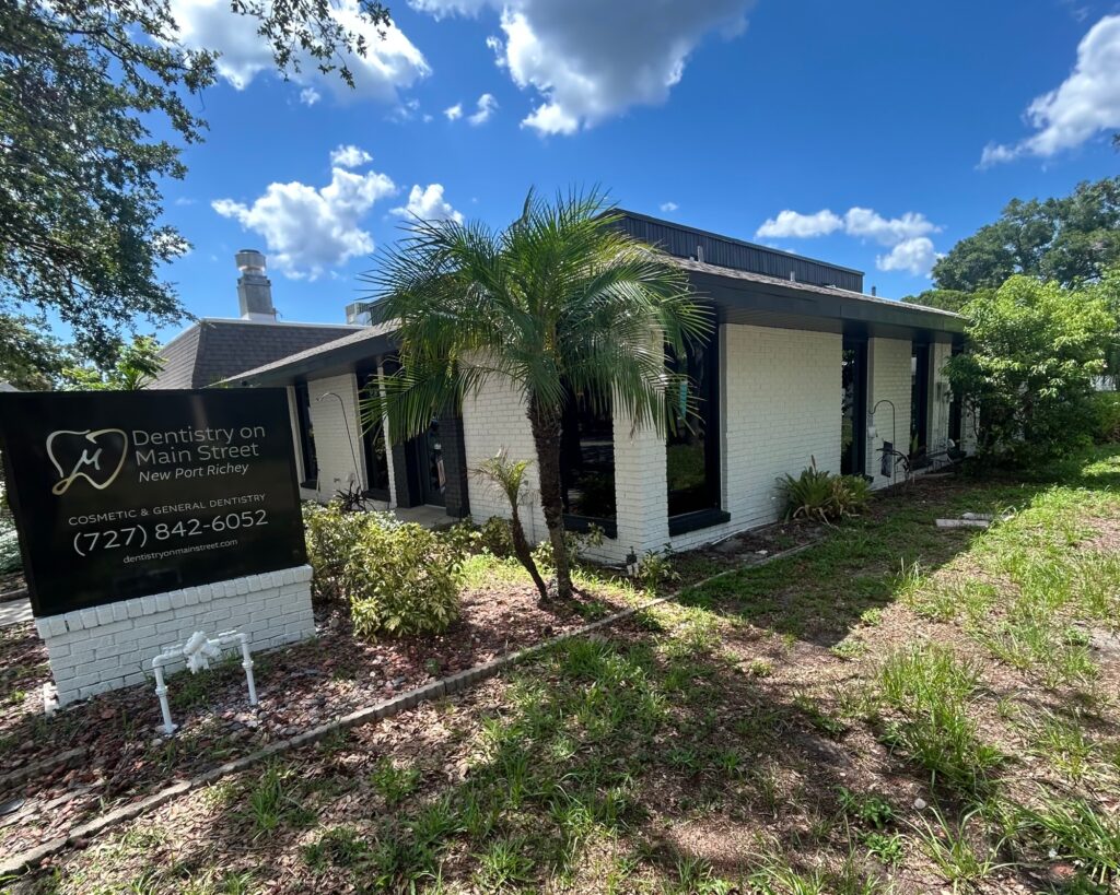 Building view of Dentistry on Main Street on a beautiful day