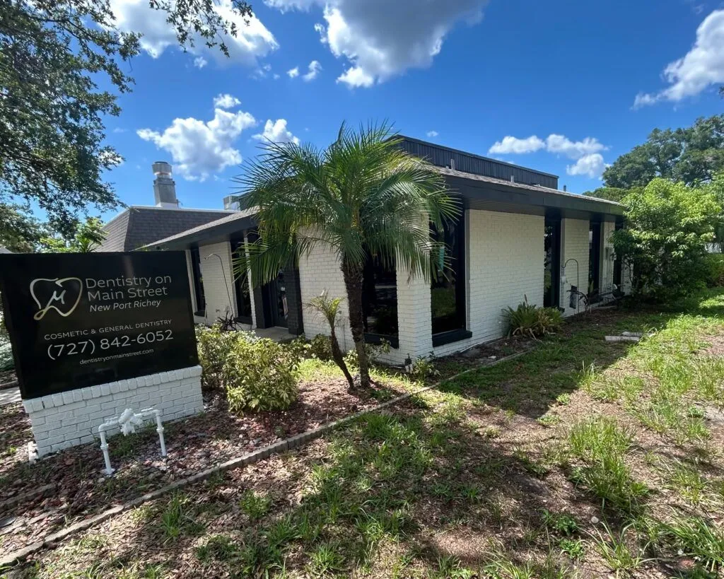 Building view of Dentistry on Main Street on a beautiful day